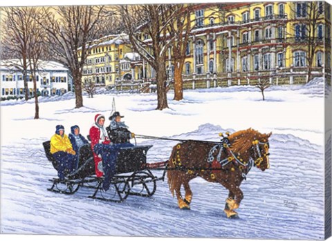 Framed Horse-Drawn Bobsled Print