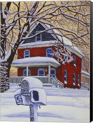 Framed Snow On The Mailbox Print