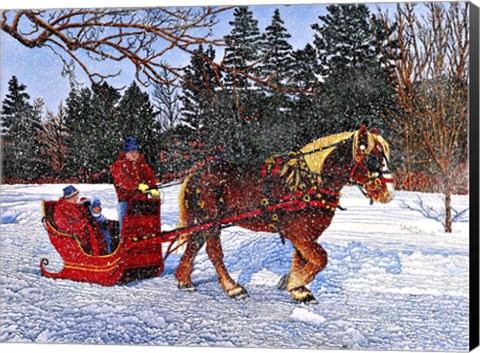 Framed Antique Sleigh Print