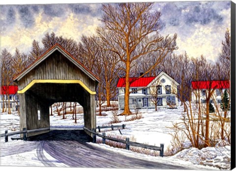 Framed Covered Bridge Warren Vt Print