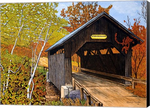 Framed Covered Bridge Waterbury Vt Print