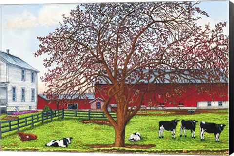 Framed Cow Pasture, Leon, Ny Print