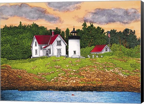 Framed Curtis Island Lighthouse, Camden, Me Print
