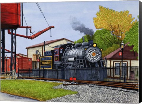 Framed Engine #90 At The Water Tower, Strasburg Pa Print