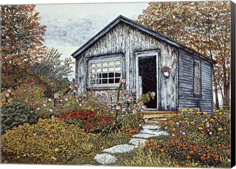 Framed Flower Shed I, Arlington Vt Print
