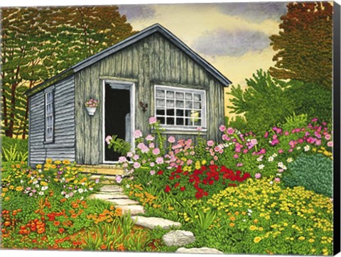 Framed Flower Shed II, Arlington Vt Print