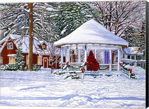 Framed Gazebo At Ellicottville, Winter Print