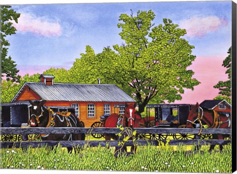 Framed Horses In The Schoolyard, Leon Ny Print