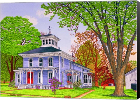 Framed House Of The Red Door, Yorkshire Ny Print