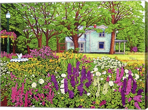 Framed North Boston Road Flower Garden, Eden Ny Print