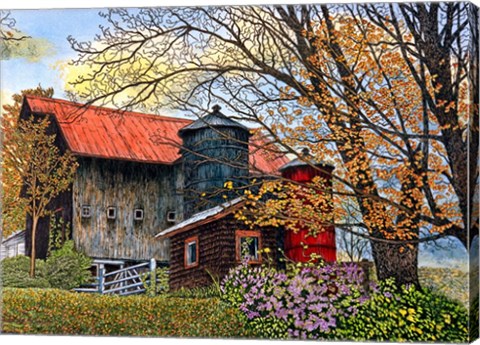 Framed Pin Head Silos Vermont Print