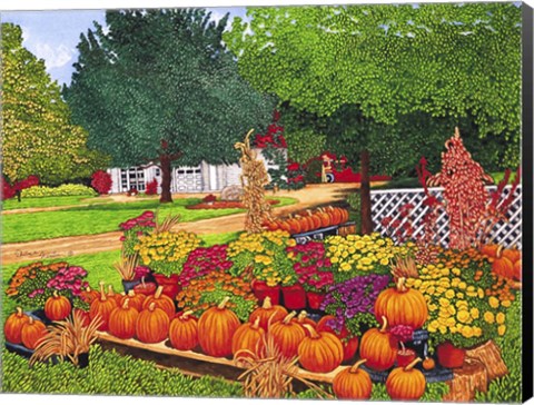Framed Pumpkins In Patchin, Ny Print