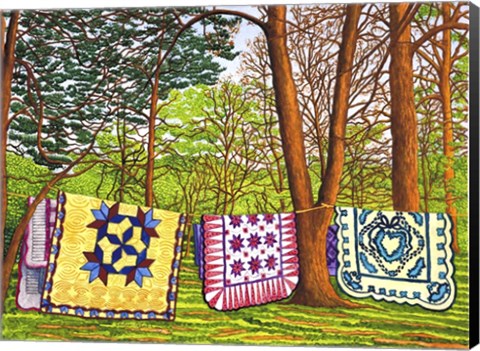 Framed Quilts In The Woods, Bird-In-Hand Pa Print