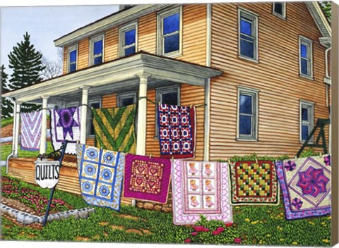 Framed Quilts Nine On The Line, Lancaster, Pa Print