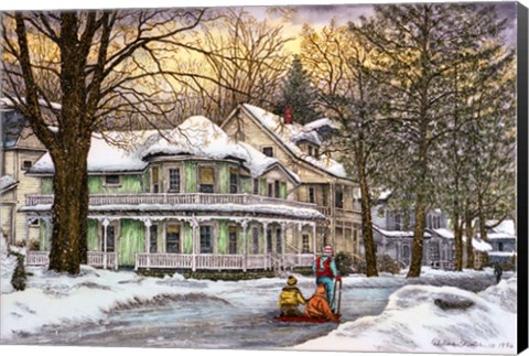Framed Sledding, Chautauqua, Ny Print