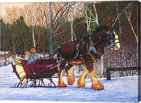 Framed Sleigh Ride At Letchworth Park, Ny Print