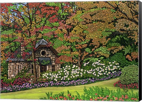 Framed Stone Cottage, Canada Print