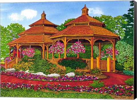 Framed Two Gazebos, Hershey Pa Print