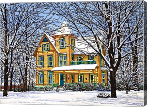 Framed Victorian Home In Winter, Hamburg, Ny Print