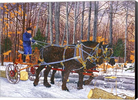 Framed Work Horses Lumbering Print