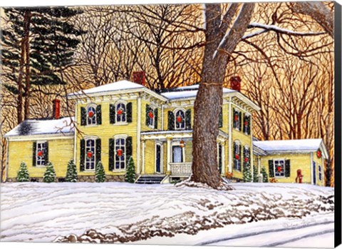 Framed Wreaths In The Window, Hamburg Ny Print