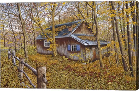 Framed Cabin In The Woods Print
