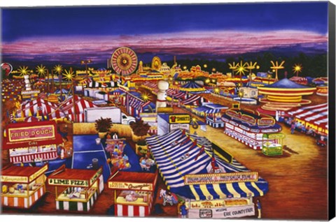 Framed Nighttime On The Midway Print