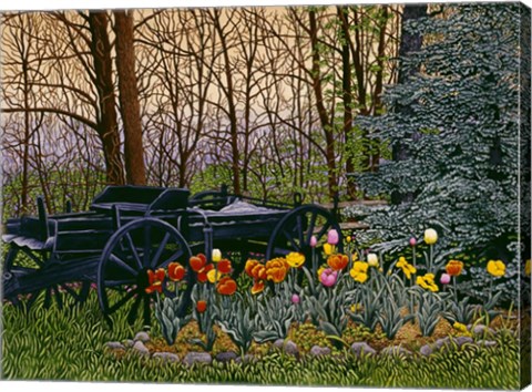 Framed Tulips And Wagon Wheels Print