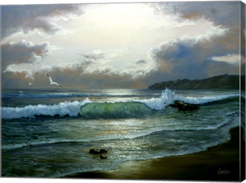 Framed Beach Twilight Print