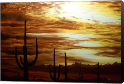 Framed Cactus Sunset Print