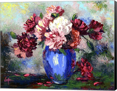 Framed Flowers In A Blue Vase Print