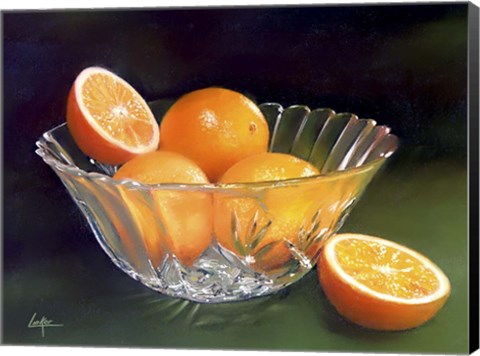 Framed Oranges Crystal Vase Print