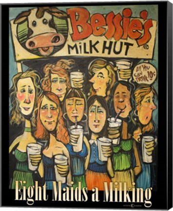 Framed Eight Maids a Milking Print