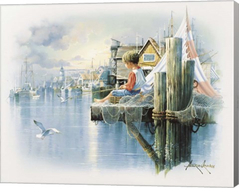 Framed Fishing Dock B Print