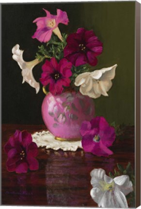 Framed Petunias In Pink Vase Print
