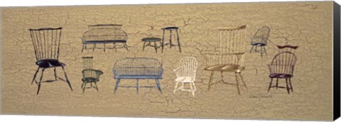 Framed 33 Antique Chairs Print