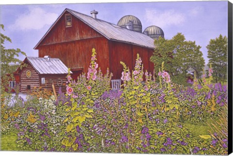Framed Hollyhock Garden Print