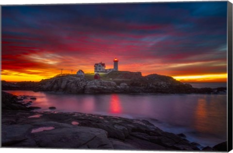 Framed Sunrise over Nubble Light Print