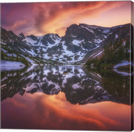 Framed Indian Peaks Reflection Print