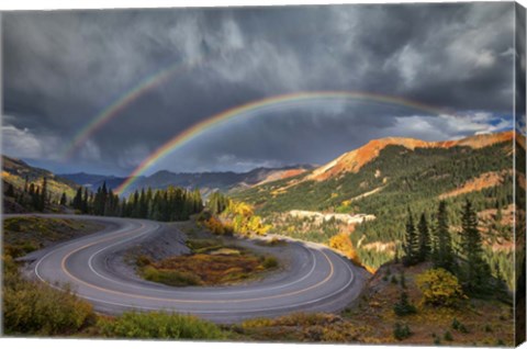 Framed Red Mountain Rainbow Print