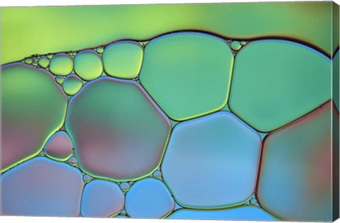 Framed Lime Green and Blue Stained Glass Print