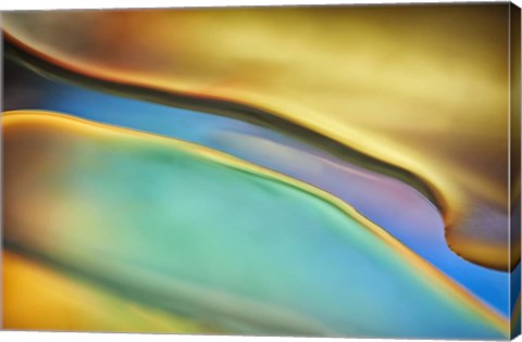 Framed Yellow and Aqua Blue Flow Print