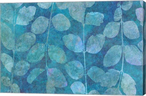 Framed Leaf Pattern Blue Print