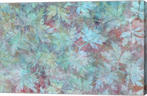Framed Leaves Carpet Aqua Print