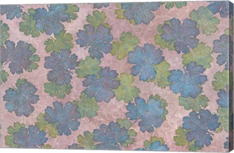 Framed Macleaya Leaf Blue and Green Print