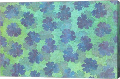 Framed Macleaya Leaf Blue Violet and Aqua Print