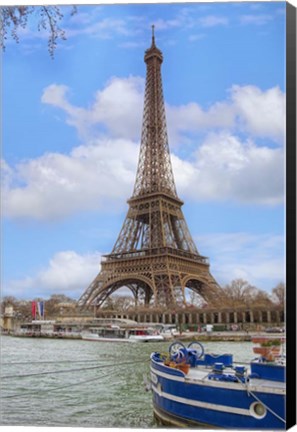 Framed Eiffel Tower and Seine Boat Paris Print