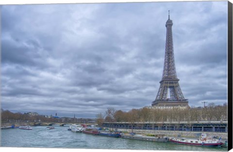 Framed Eiffel Tower and Seine in Paris Print