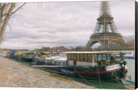 Framed Eiffel Tower and Seine Qauy Paris Print