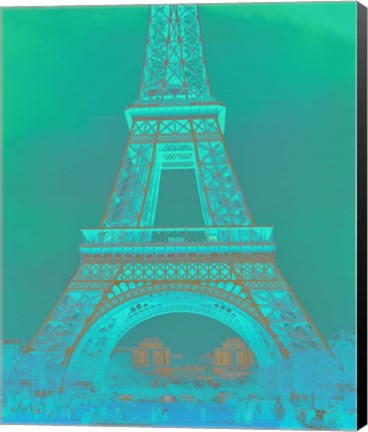 Framed Eiffel Tower in Turquoise Print